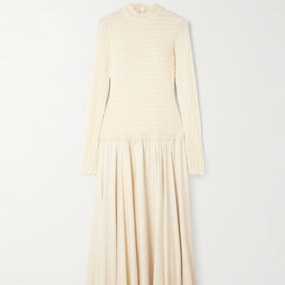 SIEDRÉS Feja open-back shirred stretch-mesh and satin-jersey midi dress - Picture 1 of 3